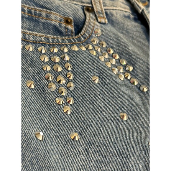 Alessandra Rich Embellished Logo Patch Cropped Jeans 25 Made In Italy - Picture 3 of 8